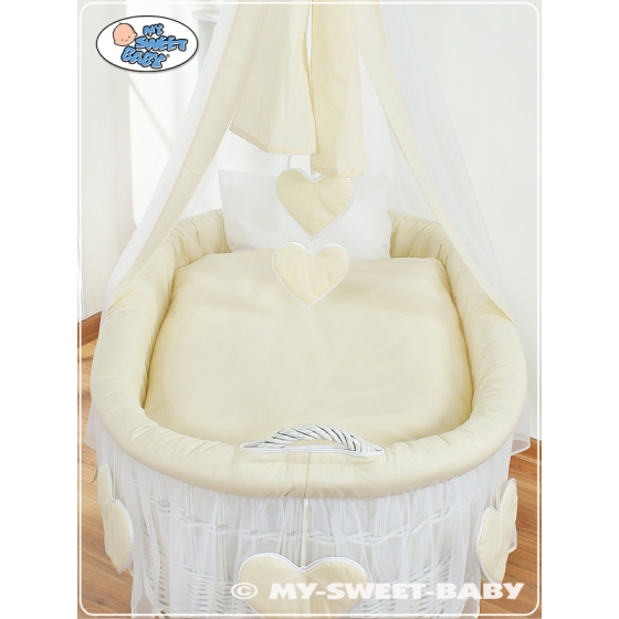Wicker Crib with Drapes for Baby - Amelie cream
