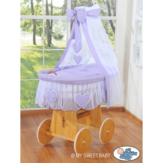 Wicker Crib with drapes - Amelie lilac