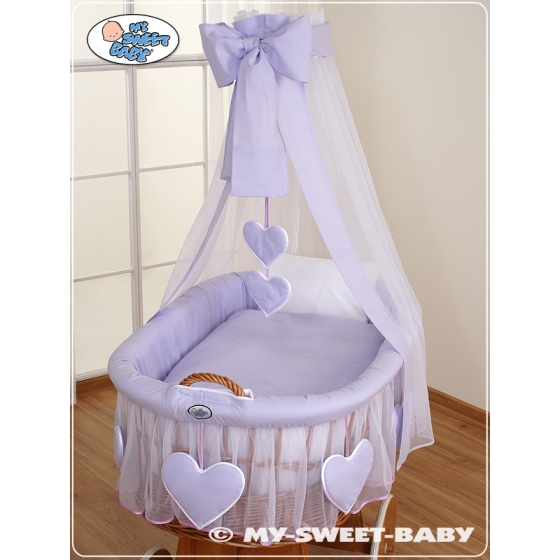 Wicker Crib with drapes - Amelie lilac