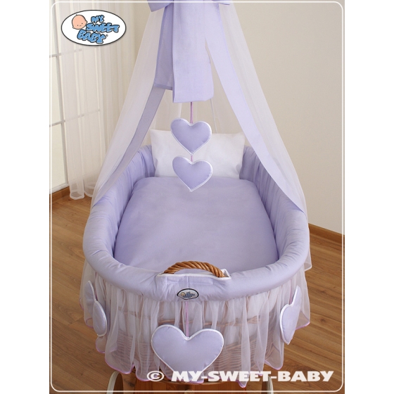 Wicker Crib with drapes - Amelie lilac