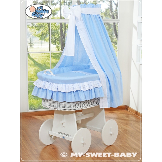 Wicker drapes crib- Bellamy blue