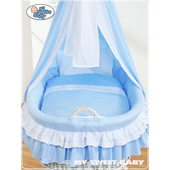 Wicker drapes crib- Bellamy blue