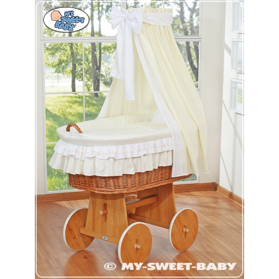 Baby Wicker Crib with Drapes crib- Bellamy cream