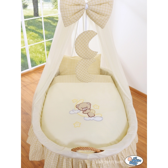 Baby Moses Basket on Wheels / Wicker drape crib- Good night cream