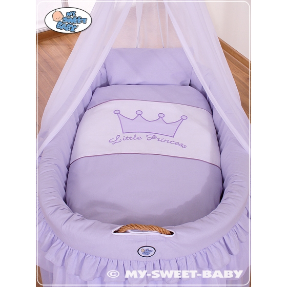 Baby Moses Basket on Wheels / Wicker drape crib- Little Prince/Princess lilac