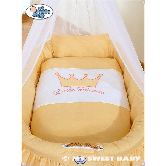 Baby Moses Basket on Wheels / Wicker drape crib- Little Prince/Princess peach