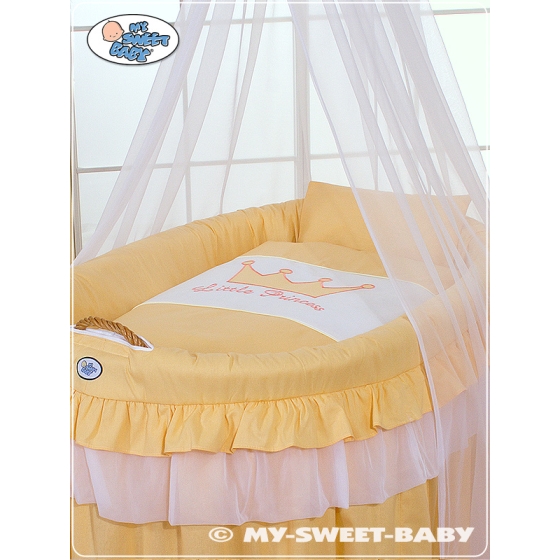 Baby Moses Basket on Wheels / Wicker drape crib- Little Prince/Princess peach