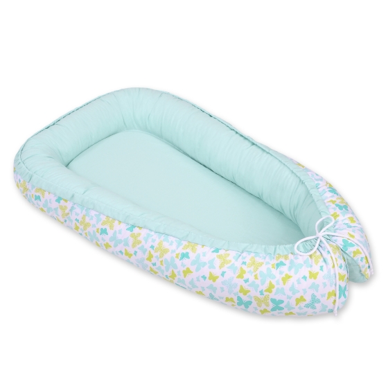 Baby nest- blue butterflies/mint