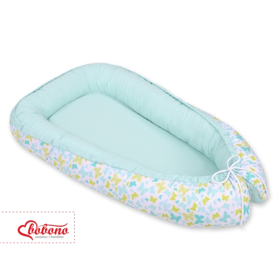 Baby nest- blue butterflies/mint
