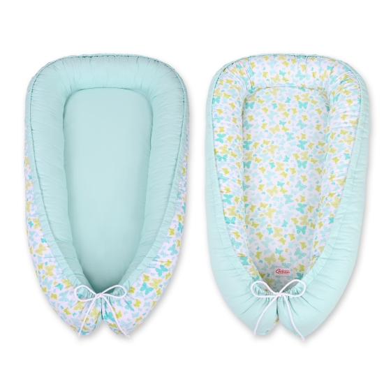 Baby nest- blue butterflies/mint