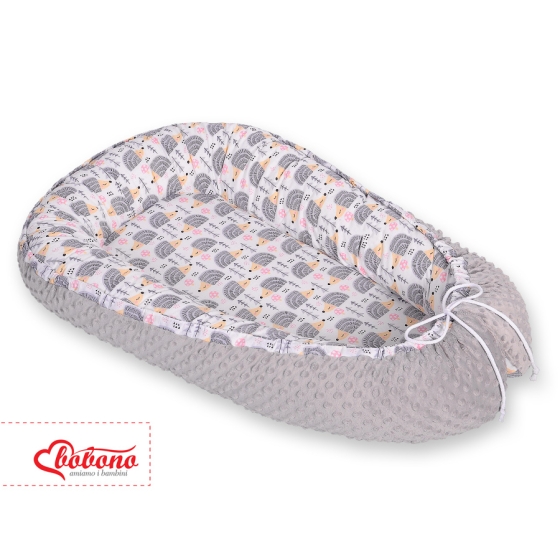Baby nest minky - hedgehogs Gray