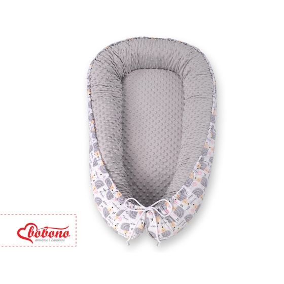 Baby nest minky - hedgehogs Gray