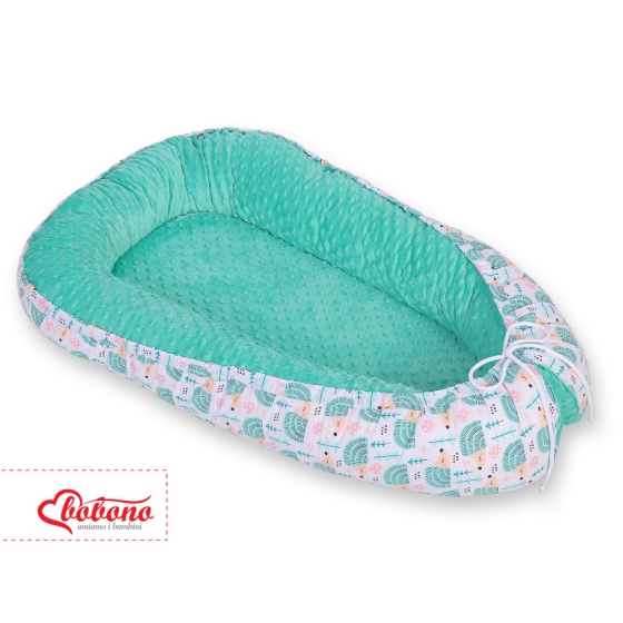 Baby nest minky - hedgehogs mint