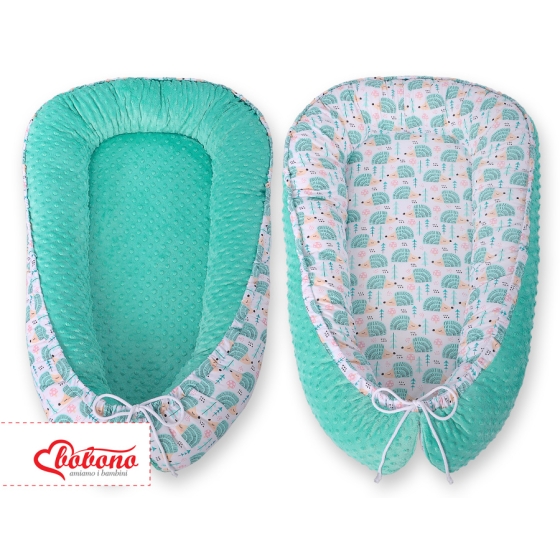 Baby nest minky - hedgehogs mint