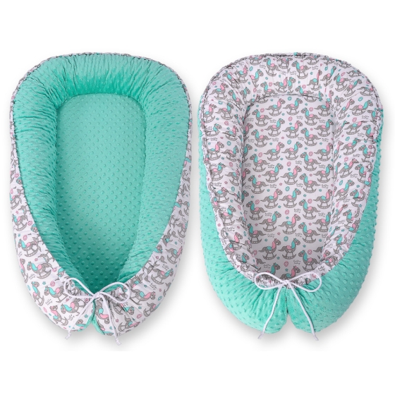 Baby nest minky - rocking horses