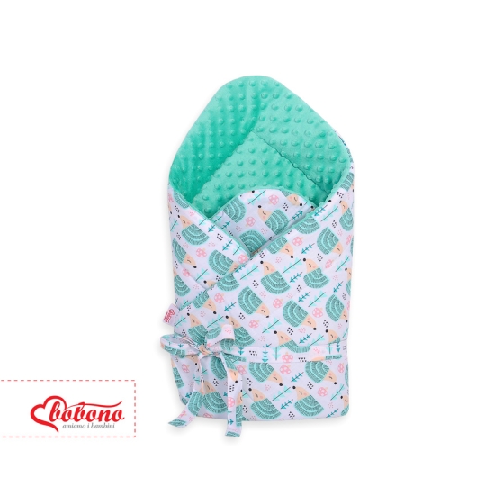 Baby nest minky with bow - hedgehogs mint