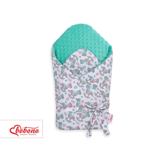 Baby nest minky with stiffening with bow - rocking horses