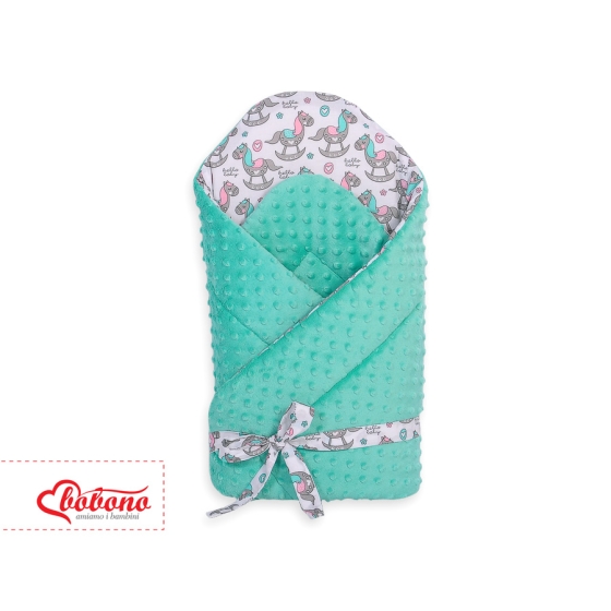 Baby nest minky with stiffening with bow - rocking horses