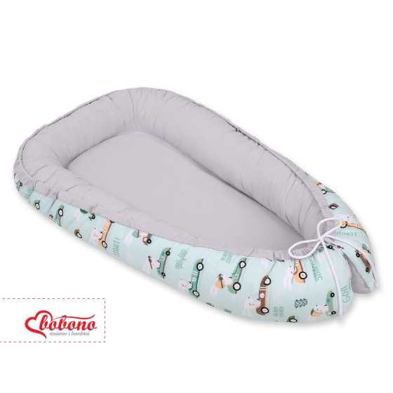 Baby nest- mint rabbits/gray