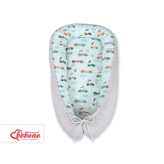 Baby nest- mint rabbits/gray
