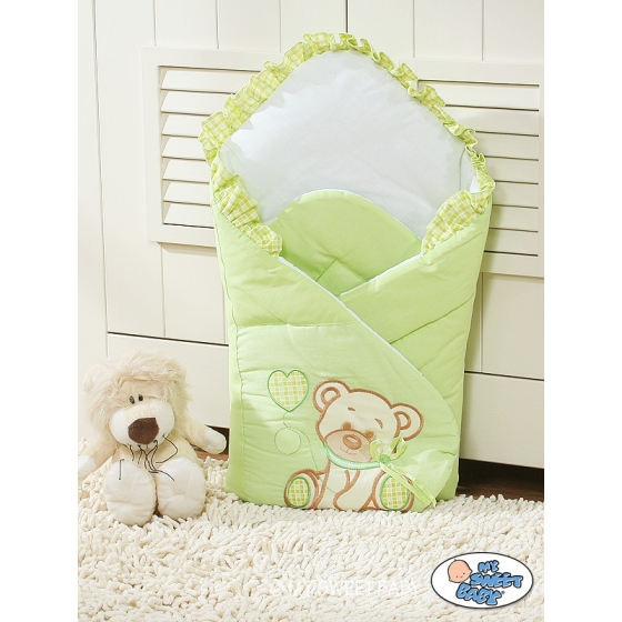 Baby nest - Newborn Blanket Bear with bow green