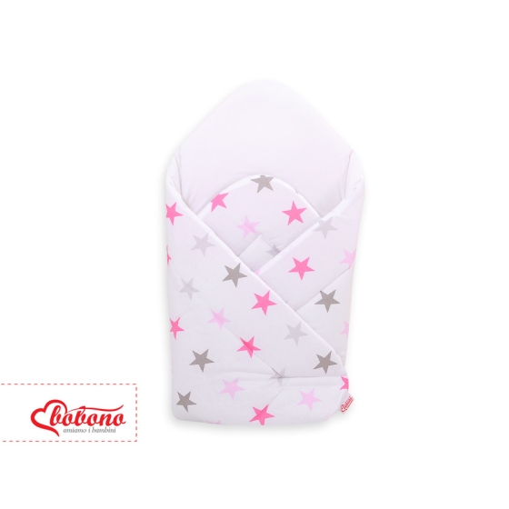 Baby nest Wrapping Blanket - Gray-pink stars