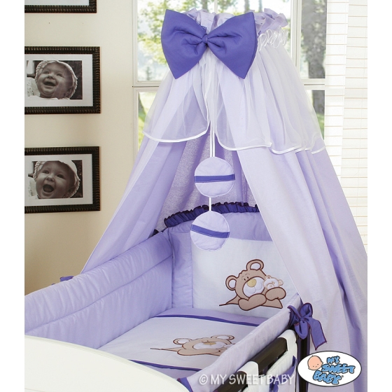 Baby nursery Canopy made of thicker fabric cotton- Teddy bear Barnaba lilac