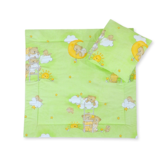 Baby pram bedding set 2pcs- Basic Green ladders