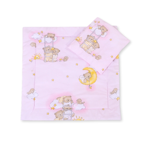 Baby pram bedding set 2pcs- Basic Pink ladders