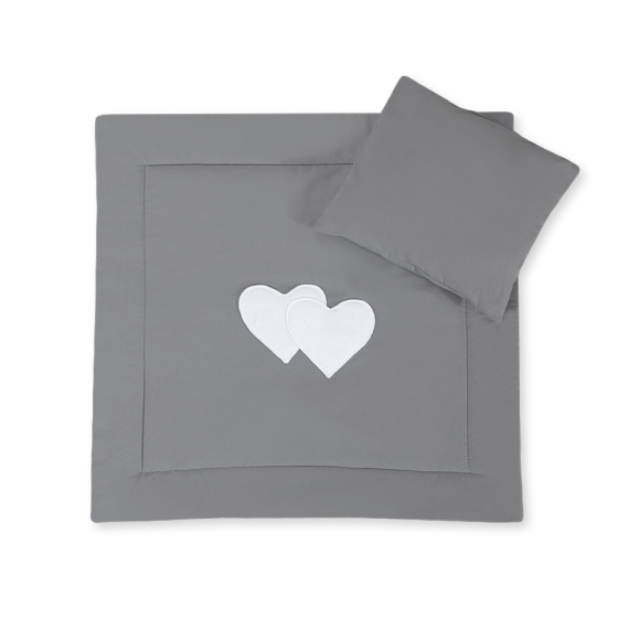 Baby pram bedding set 2pcs- Hanging hearts anthracite