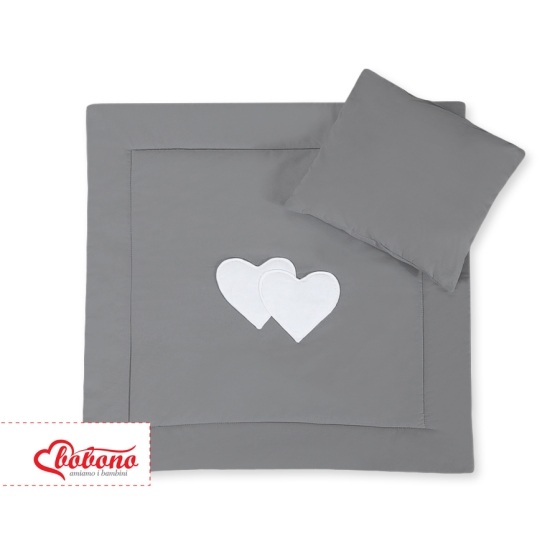 Baby pram bedding set 2pcs- Hanging hearts anthracite