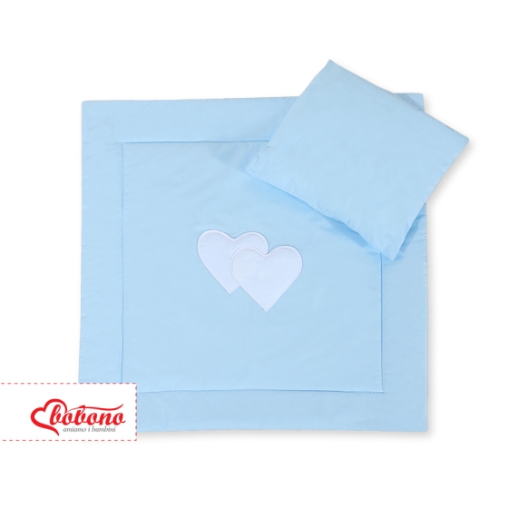 Baby pram bedding set 2pcs- Hanging hearts blue