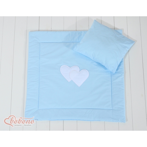 Baby pram bedding set 2pcs- Hanging hearts blue