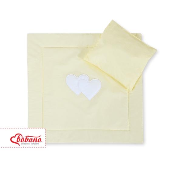 Baby pram bedding set 2pcs- Hanging hearts cream