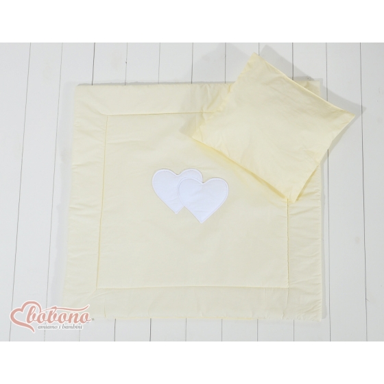 Baby pram bedding set 2pcs- Hanging hearts cream