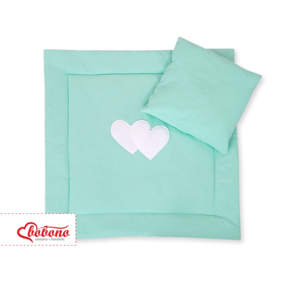Baby pram bedding set 2pcs- Hanging hearts mint