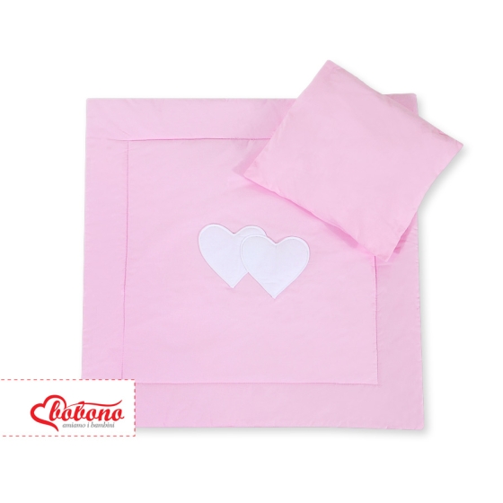Baby pram bedding set 2pcs- Hanging hearts pink