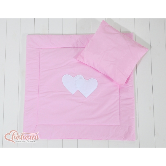 Baby pram bedding set 2pcs- Hanging hearts pink