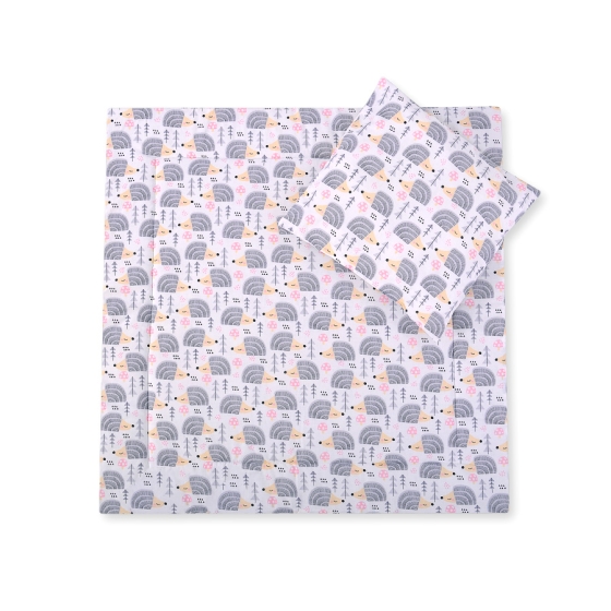 Baby pram bedding set 2pcs - hedgehogs Gray