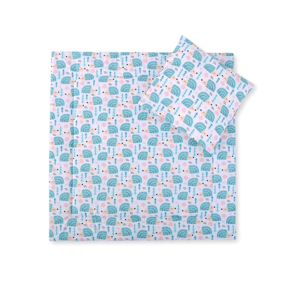 Baby pram bedding set 2pcs - hedgehogs mint