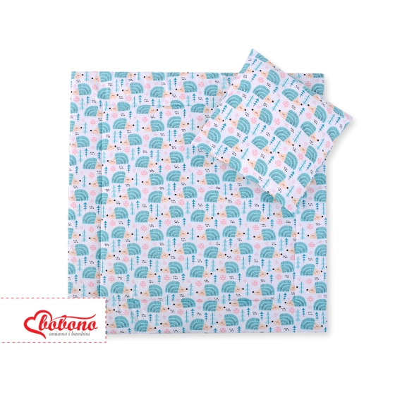 Baby pram bedding set 2pcs - hedgehogs mint