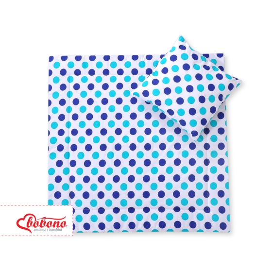 Baby pram bedding set 2pcs- Navy blue-mint dots