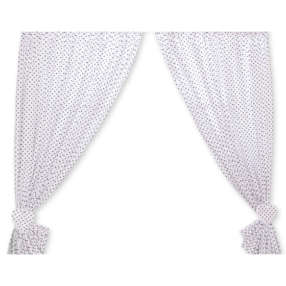 Baby Room Curtains- Hanging Hearts black dots on white