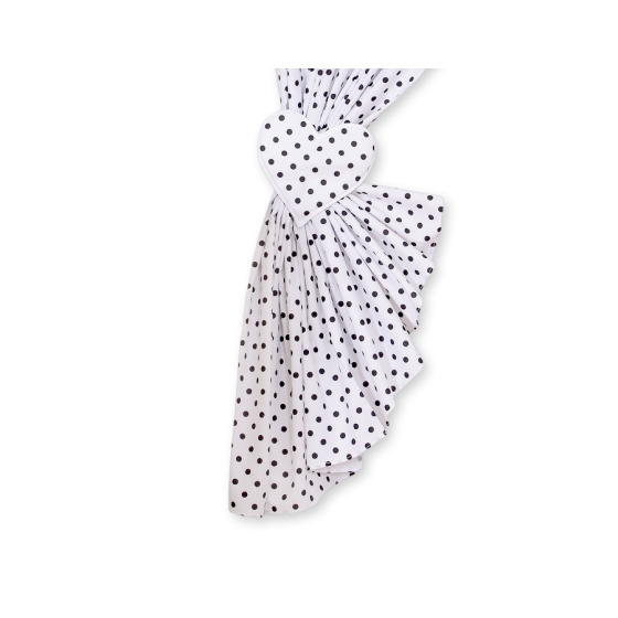 Baby Room Curtains- Hanging Hearts black dots on white