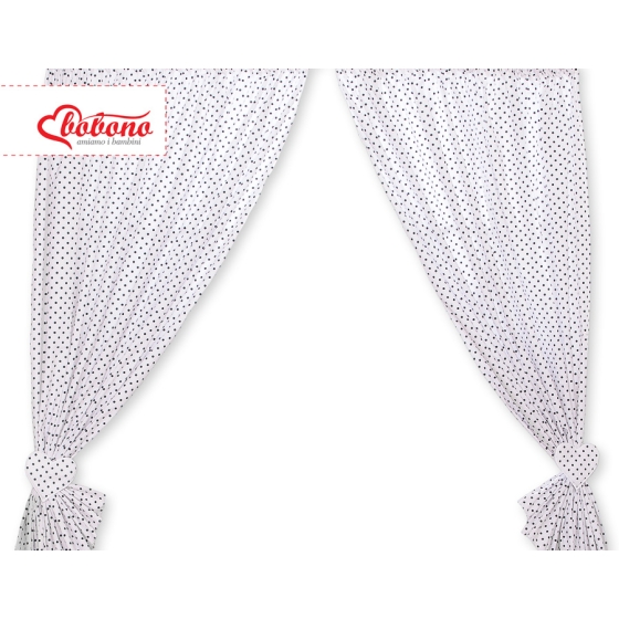 Baby Room Curtains- Hanging Hearts black dots on white