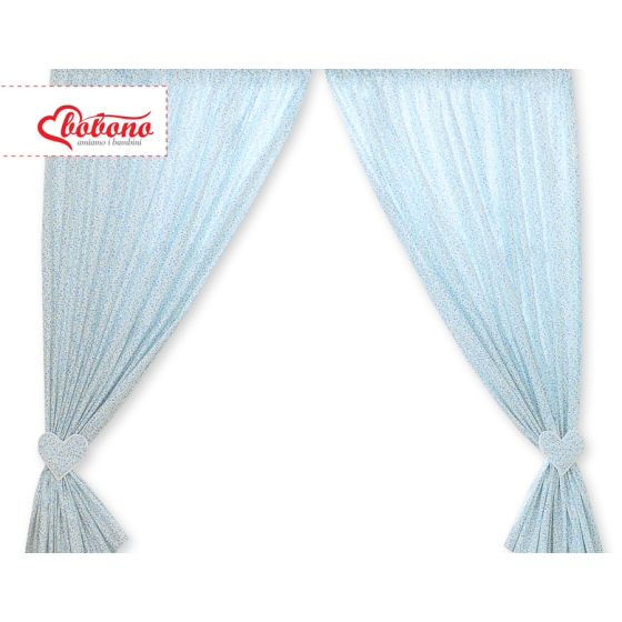 Baby Room Curtains- Hanging Hearts blue flowers