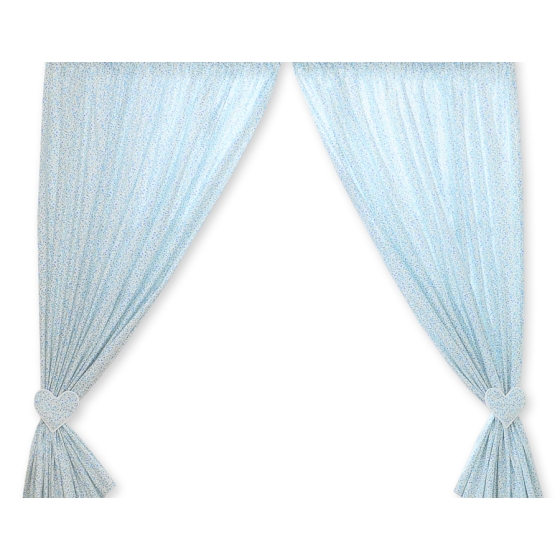 Baby Room Curtains- Hanging Hearts blue flowers