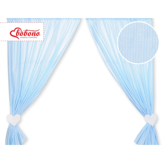 Baby Room Curtains- Hanging Hearts blue stripes
