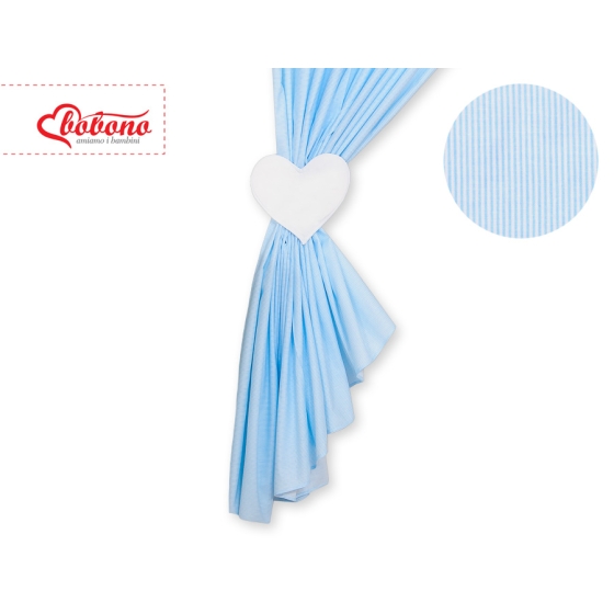 Baby Room Curtains- Hanging Hearts blue stripes