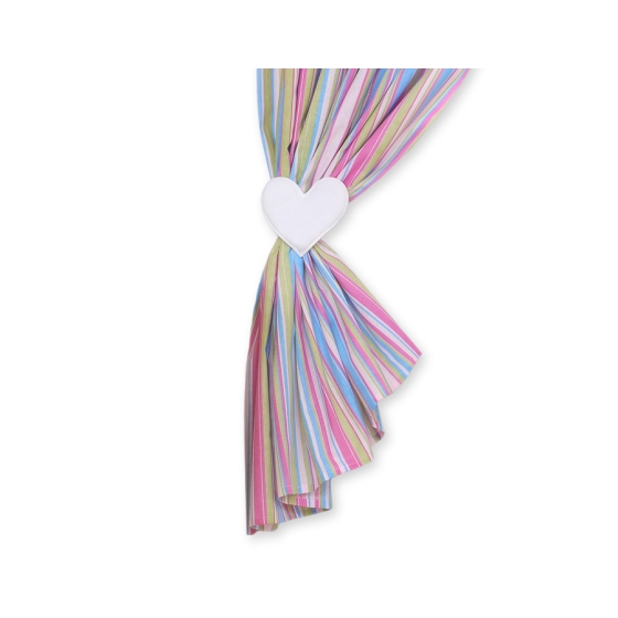 Baby Room Curtains- Hanging Hearts lilac stripes